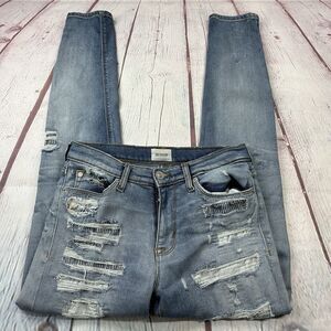Women's Hudson Blue Nico Denim Distressed Midrise Super Skinny Casual Jean sz 27